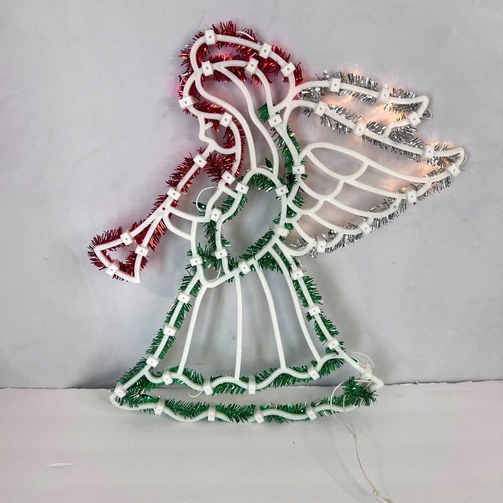 Ornamental Christmas Light Up Silhouette Trumpet Angel Holiday Plug-In Window